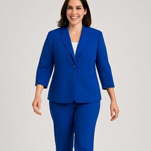Le Suit Royal Blue Pantsuit Women’s Size 14P NWT 2-Piece Career Business Outfit